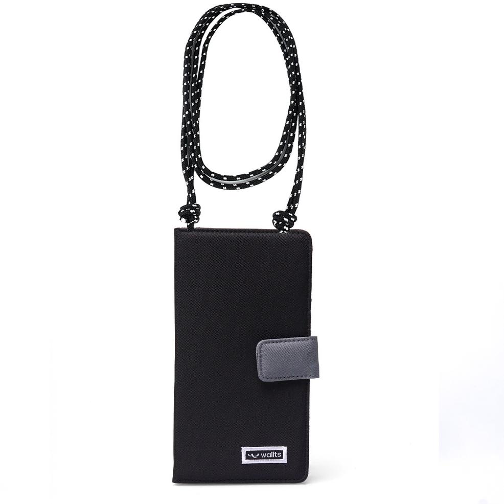 [KODE FQ9693] Wallts Delmont Black Charcoal - Tas Dompet HP Handphone Selempang Wanita dan Pria Phone Wallet
