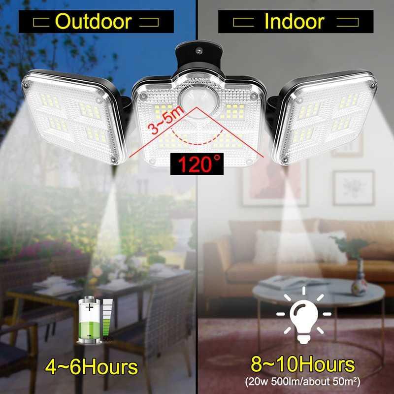 Lampu Dinding Solar Sensor Gerak Outdoor Waterproof Cool White - KW-007 - Black