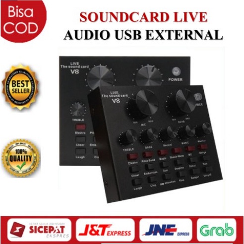 Terlaris V8 Soundcard Audio Untuk Hp Pc Mac Live Broadcast Karaoke Smule Wesing