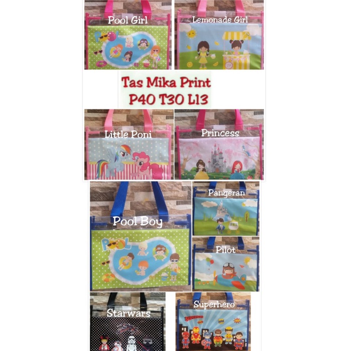 Terlaris Ren Tas Mika Print Bordir Nama/Goodies Souvenir