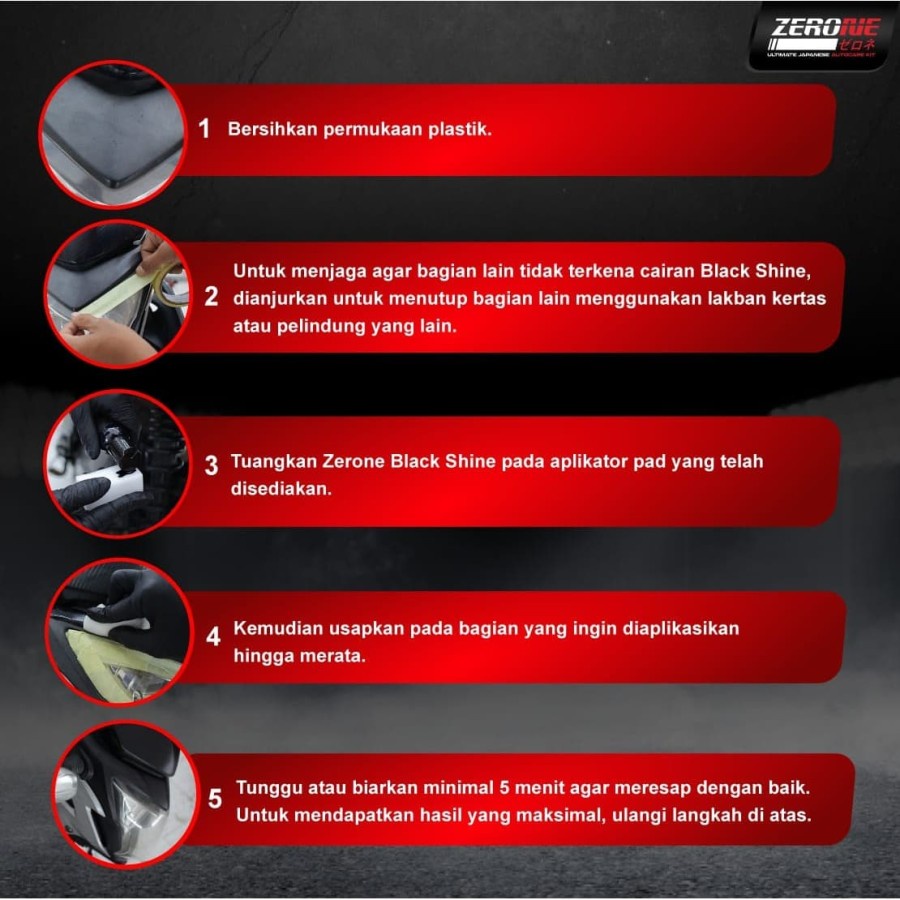 Pembersih Mobil Zerone Semi Nano Coating Black Shine dan Pembersih Jamur Kaca Kerak Mesin