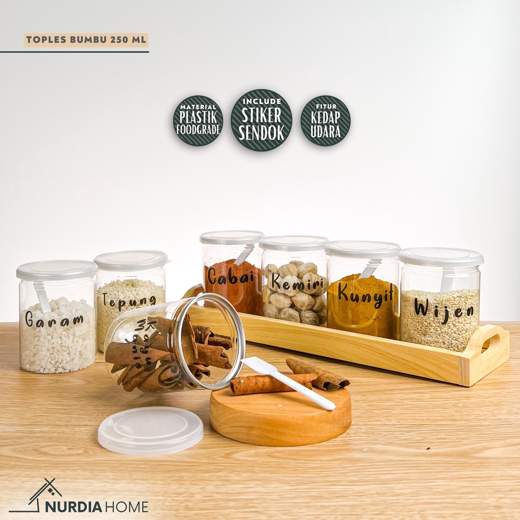 Toples Bumbu Dapur 250 ml Nurdia Home (Tempat bumbu dapur / Wadah bumbu dapur / Botol bumbu) - J01