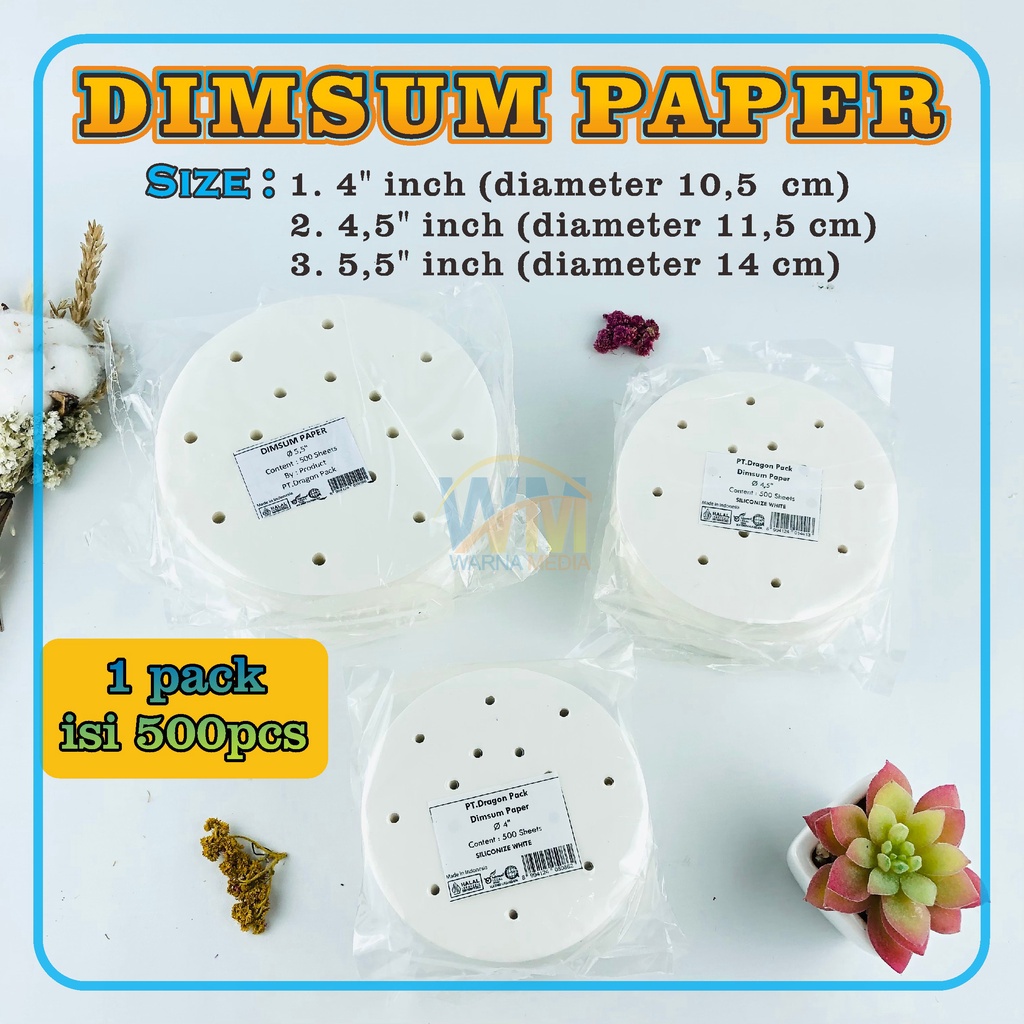 Kertas Dimsum / Alas Dimsum Paper / Kertas Alas Kukus Dimsum 4 inch / 10,5 cm 4.5 inch / 11,5 cm 5.5 inch / 14 cm / Alas Dimsum Bulat /  Kertas Dimsum Dragon Pack isi 500pcs