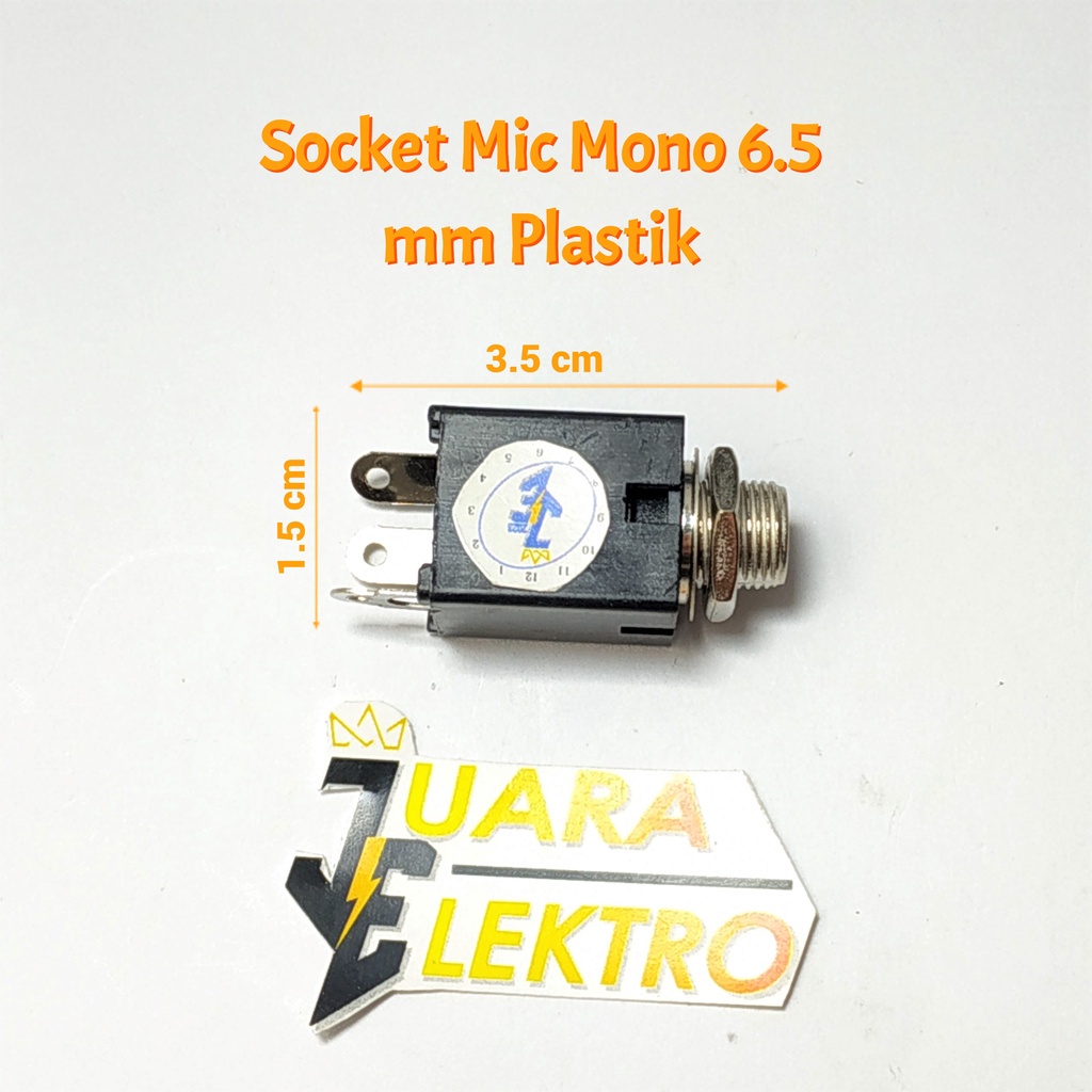 Socket Mic Mono 6.5 mm Plastik | Socket Akai Mono 6.5mm Female Kotak Hitam