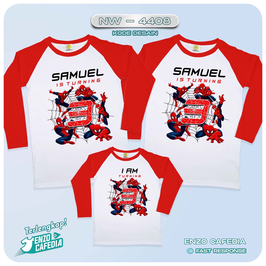 Harga Paket Lebih Hemat | Kaos Raglan Keluarga | Kaos Ultah | Kaos Couple | Kaos Motif Spiderman NW 