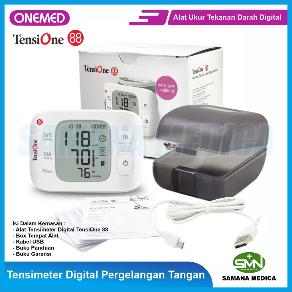 Tensimeter Wrist Digital TensiOne 88 Pergelangan Tangan ONEMED Alat Ukur Tekanan Darah Digital Tipe Wrist