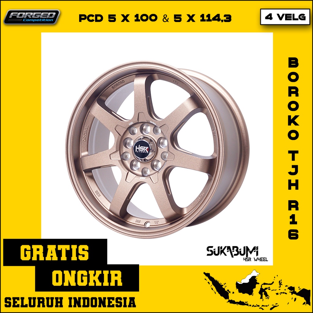 Velg Mobil Racing Suzuki Ertiga, Luxio, APV, dll Merk HSR Wheel Type Boroko TJH Ring 16 Warna Bronze
