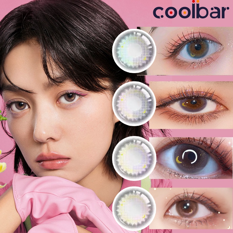 COOLBAR 1 pasang lensa kontak warna diameter 14MM softlens softlens mata softlens mata korea bulan/bintang