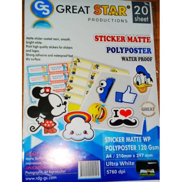 

STICKER MATTE POLYPOSTER WP PLASTIK(ANTI AIR/WATER PROFF) A4/20 DP07