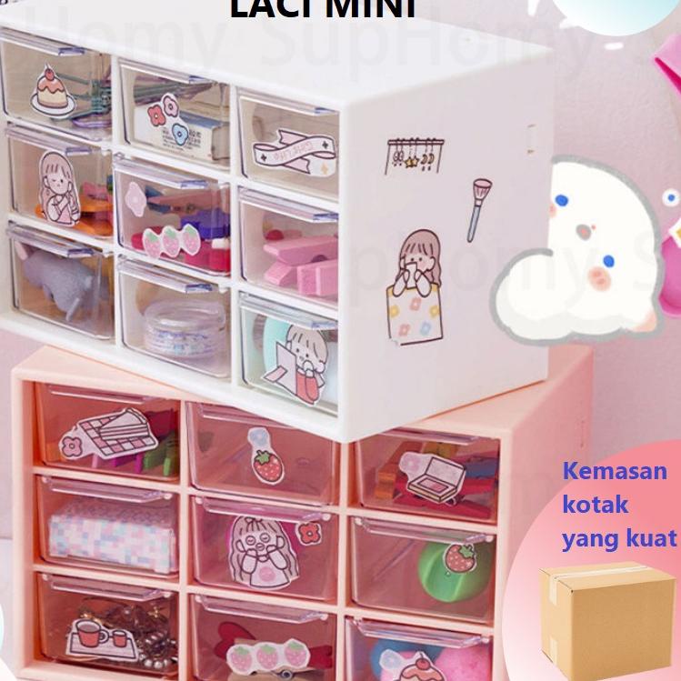 Terbaru 9 Laci Mini Rak Mini Kotak Aksesoris Kotak Laci Mini Container rak kecil aesthetic Laci Keci