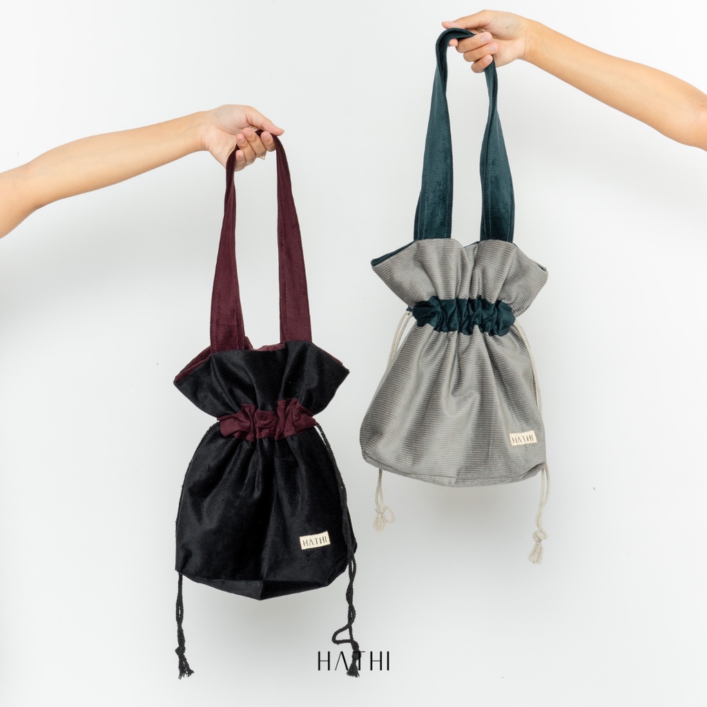 Tatty Drawstring Shoulder Bag // Tas Serut Corduroy // Tas Corduroy