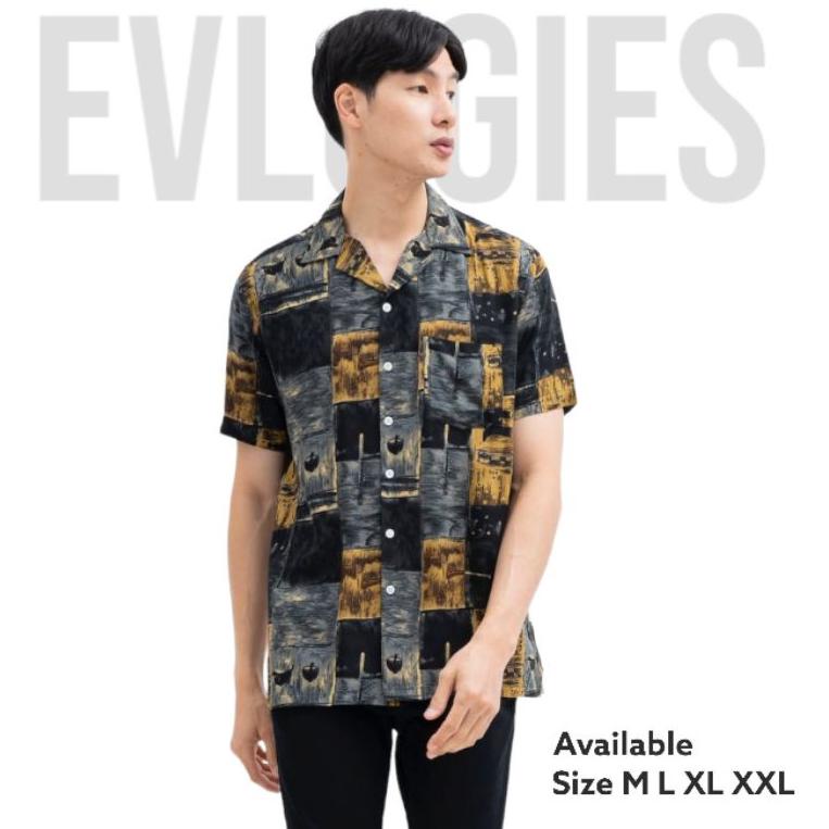 MURAH BANGET Kemeja Pantai Pria Surfing Lengan Pendek Cowok Hem Premium Distro Print Motif Koran Baj