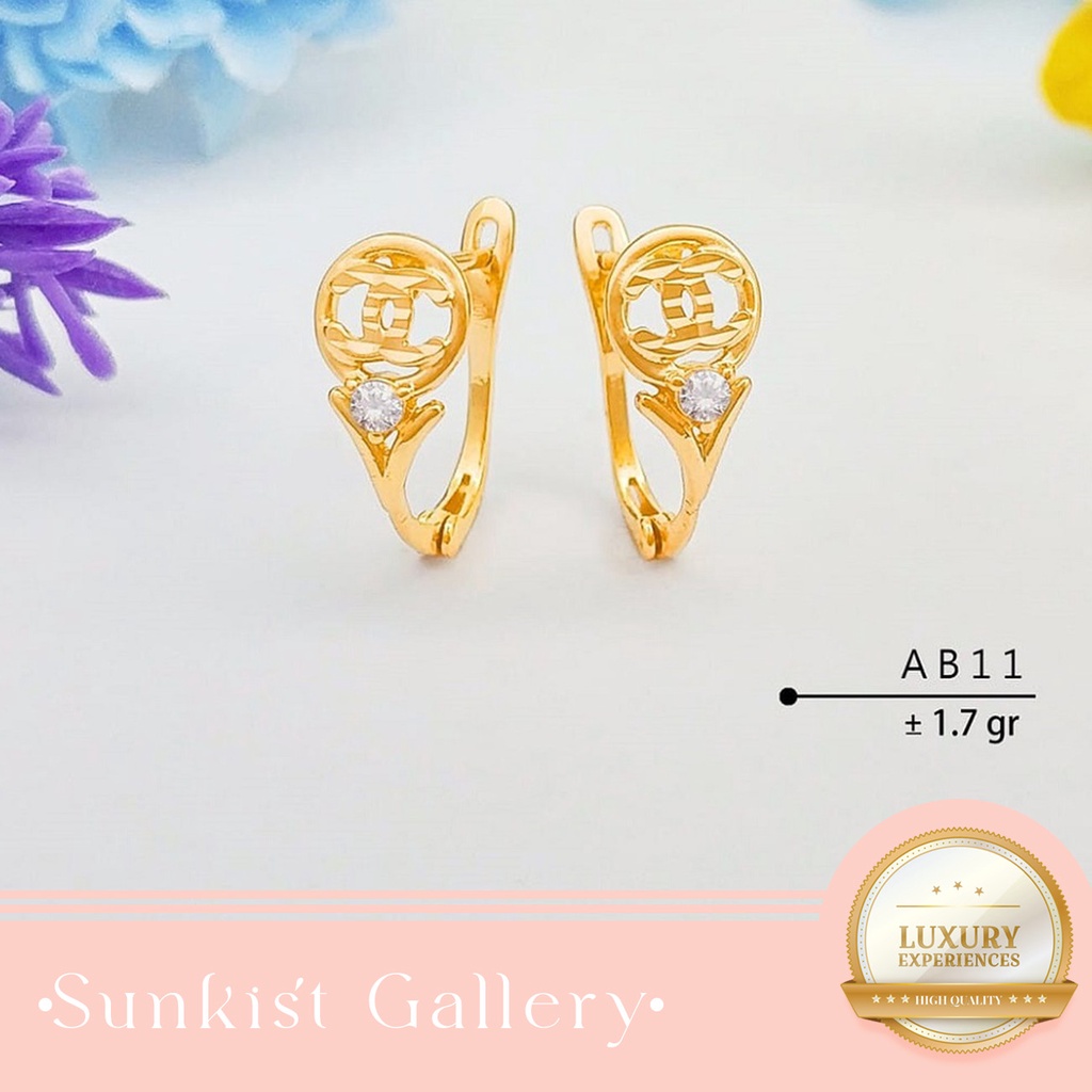 ANTING EMAS ASLI KADAR 300 / 6K DAN KADAR 375/ 8K ANTING REMAJA DEWASA ANTING KLIP EMAS AB 11