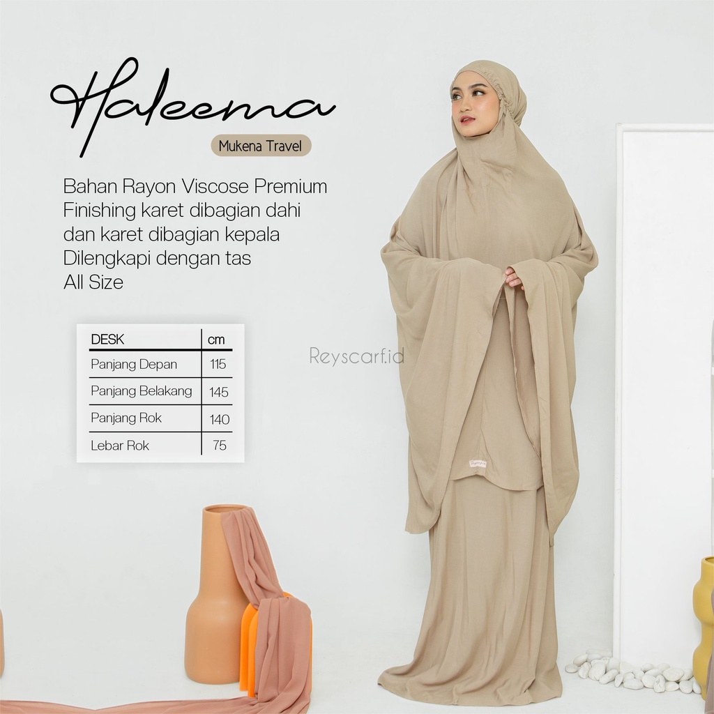 [[PART 2]] Mukena Dewasa Polos Haleema By Reyscarf.id - Bahan Rayon TWILL Premium - Mukena Travel Dewasa Jumbo Adem Halus Nyaman Dipakai - Bisa Cod