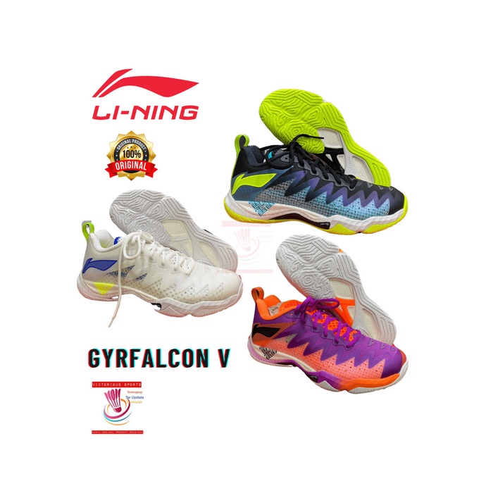 {MentariStore} SEPATU BADMINTON LINING GYRFALCON V AYAS026 ORIGINAL - STD WHITE/BLUE 39 2/3 Murah