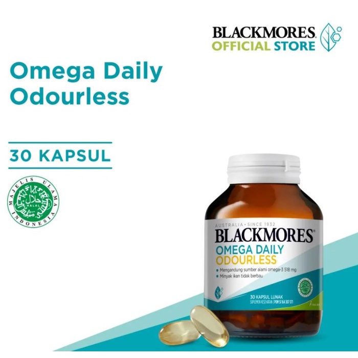 Blackmores Omega Daily Odourless 30 Kapsul Omega-3 518mg