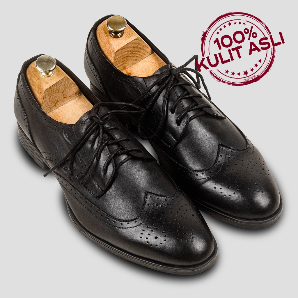 Jackwell Marc Brogues Black/ Sepatu Pantofel / Sepatu Kulit Pria