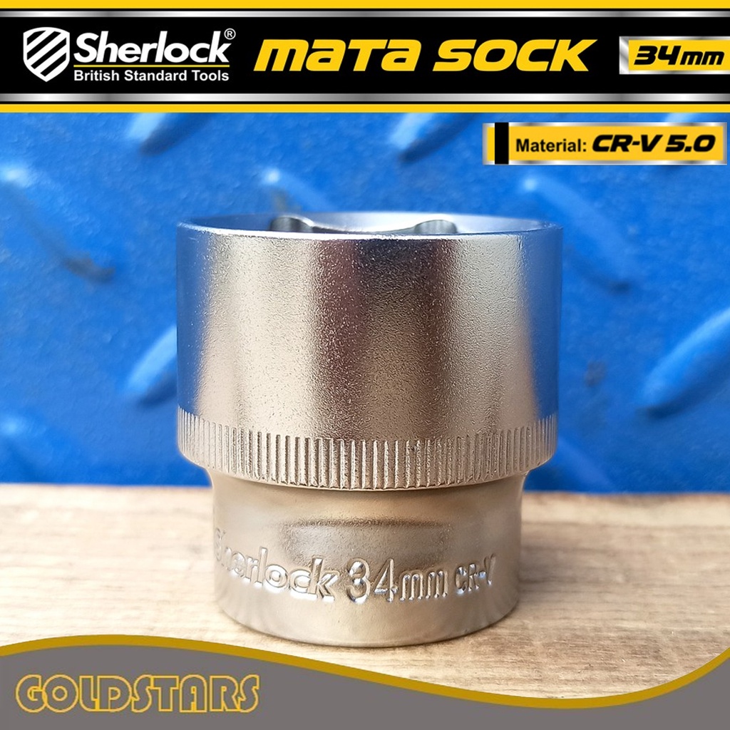 Kunci Shock 34 mm 6 PT Original Sherlock Mata Sok/Sock 1/2 inch