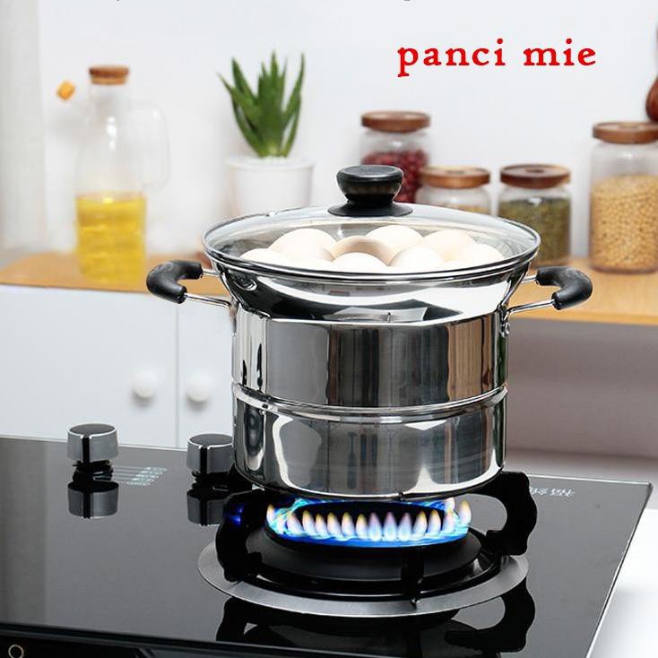 Panci 3 in 1 Kukus  Rebus &amp; Goreng /  Alat Kukus dan Rebus Stainless Steel