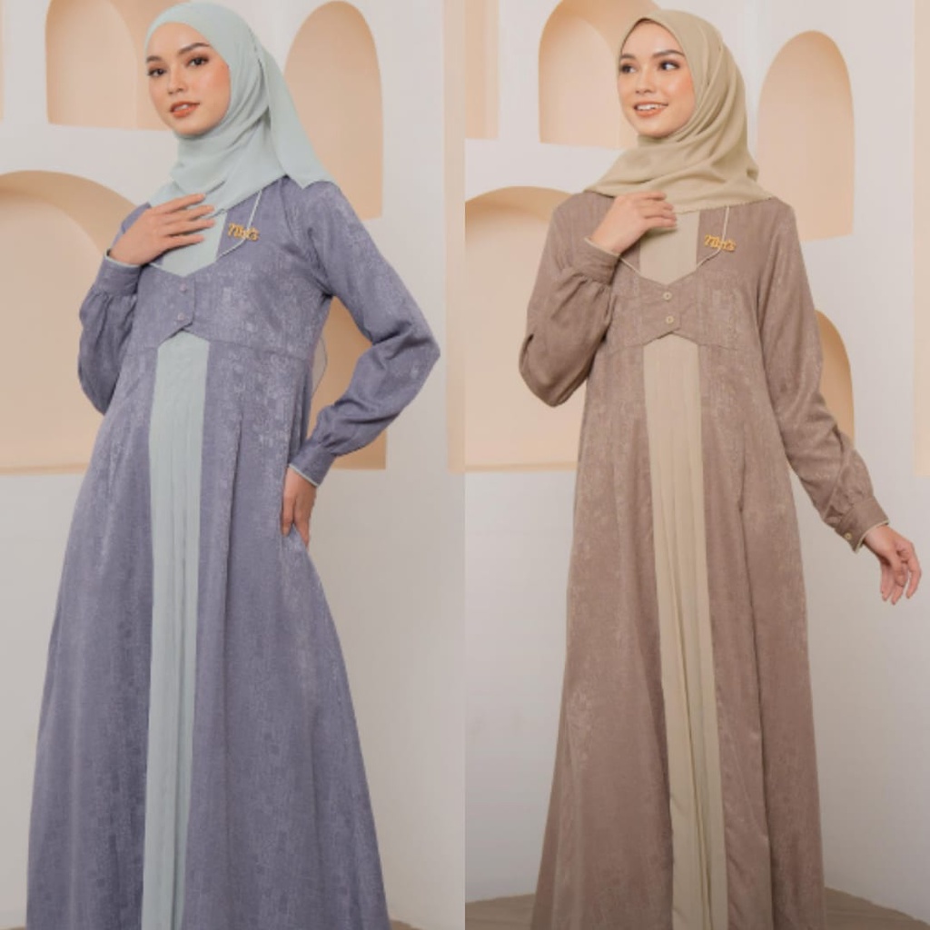 GAMIS IBU SARIMBIT NIBRAS 2023 KHAWLA VIOLET GREY RUSTIC BROWN DRESS BAJU BUSANA MUSLIM TERBARU TERL