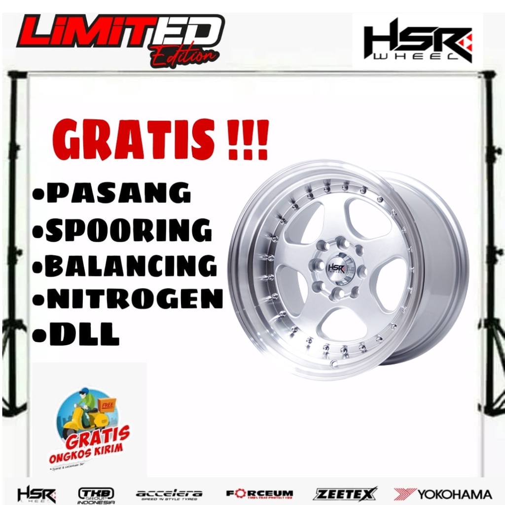 VELG HSR MURAH LEBAR 8/9 BURN R15X8/9 H8X100-114,3 ET20 SML PELEK MOBIL LUBANG BAUT 4