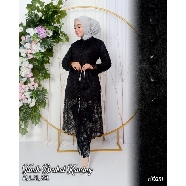 Permata Olshop / Setelan Kebaya Tunik Brukat  Busui Kancing / Kebaya Tunik / Kebaya Busui / Kebaya Pesta Kondangan / Kebaya Modern