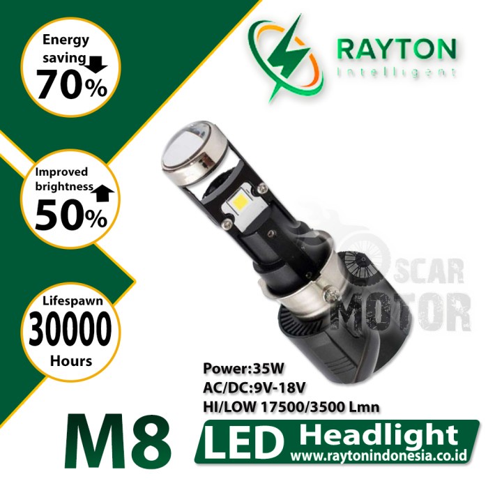 LAMPU UTAMA LED RTD M8 PROJECTOR MINI H6 H4 HS1 PROJIE HID NEW CUT OFF