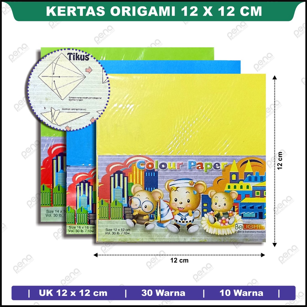 Kertas Origami, Kertas Lipat 12 X 12 Merk Tikus