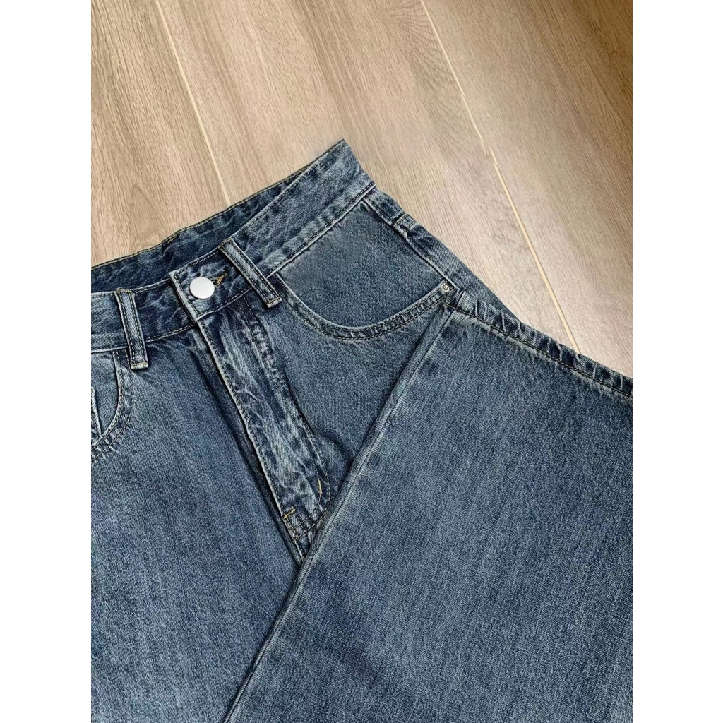 ✅COD Biru retro high waist kulot kekinian celana jeans panjang wanita