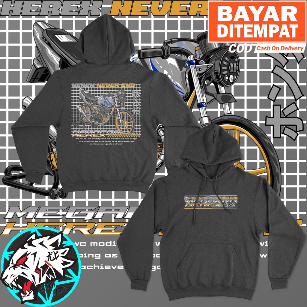 JAKET HOODIE HONDA MEGAPRO HEREX NEVER DIE BIG SIZE JUMBO HOODIE MEGAPRO HEREX COWOK CEWEK