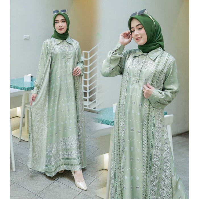 SALE Baju Gamis Wanita Terbaru Abaya Sania Maxi Dress Pesta Fashion Muslim - sage Termurah