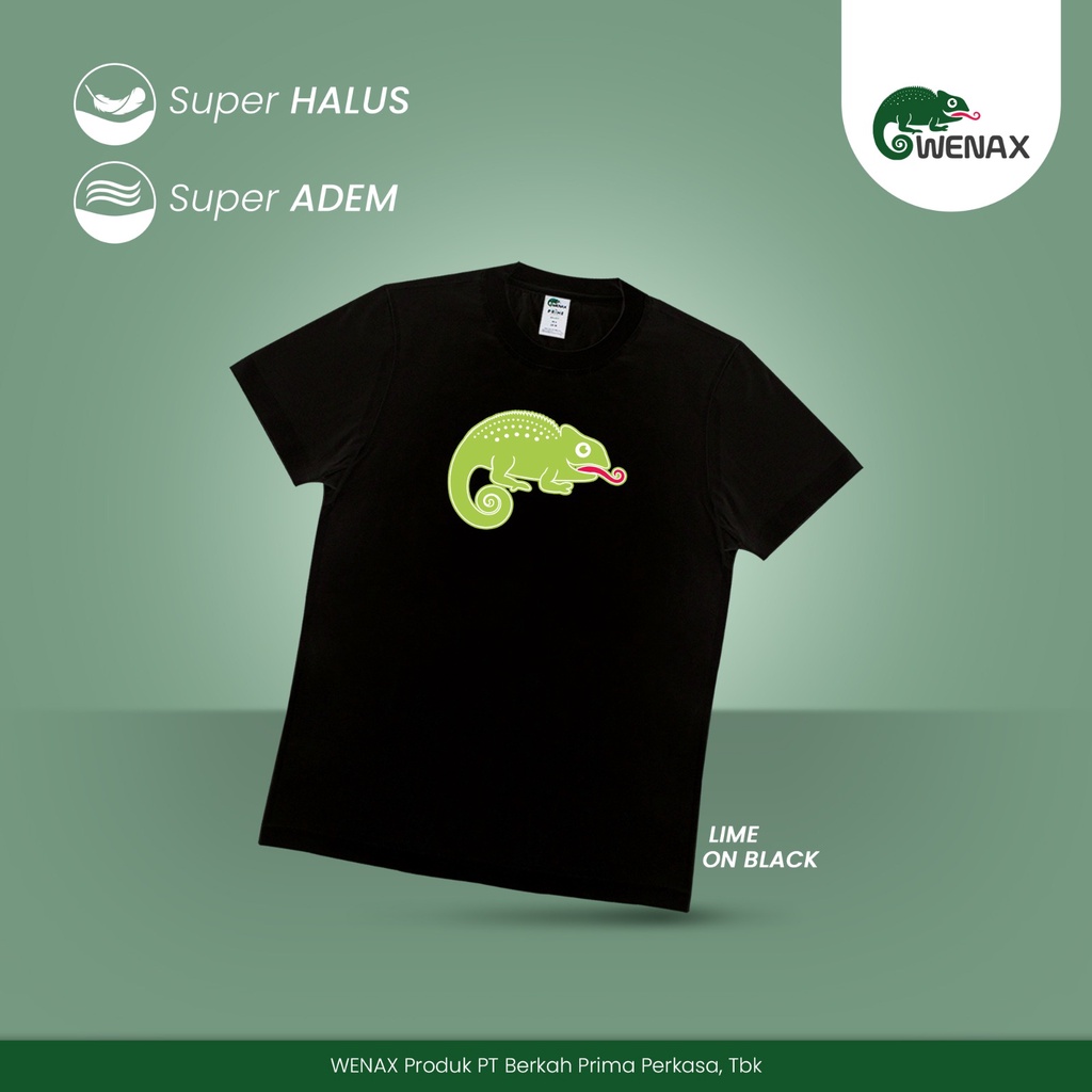 Tshirt WENAX Prime Lime in Black, Baju Kaos Kasual Hitam Auto Kurus