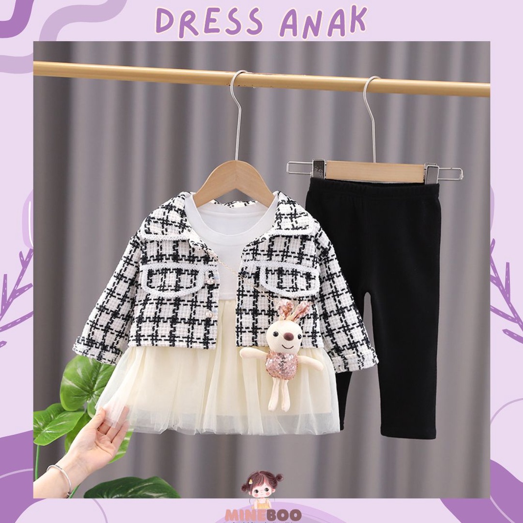 mineboo - DRESS CESY BUNNY VEST EBV Free Dolls Baju Blouse Free Gift Dress Anak Perempuan Import Dress anak/Bayi Perempuan Gaun