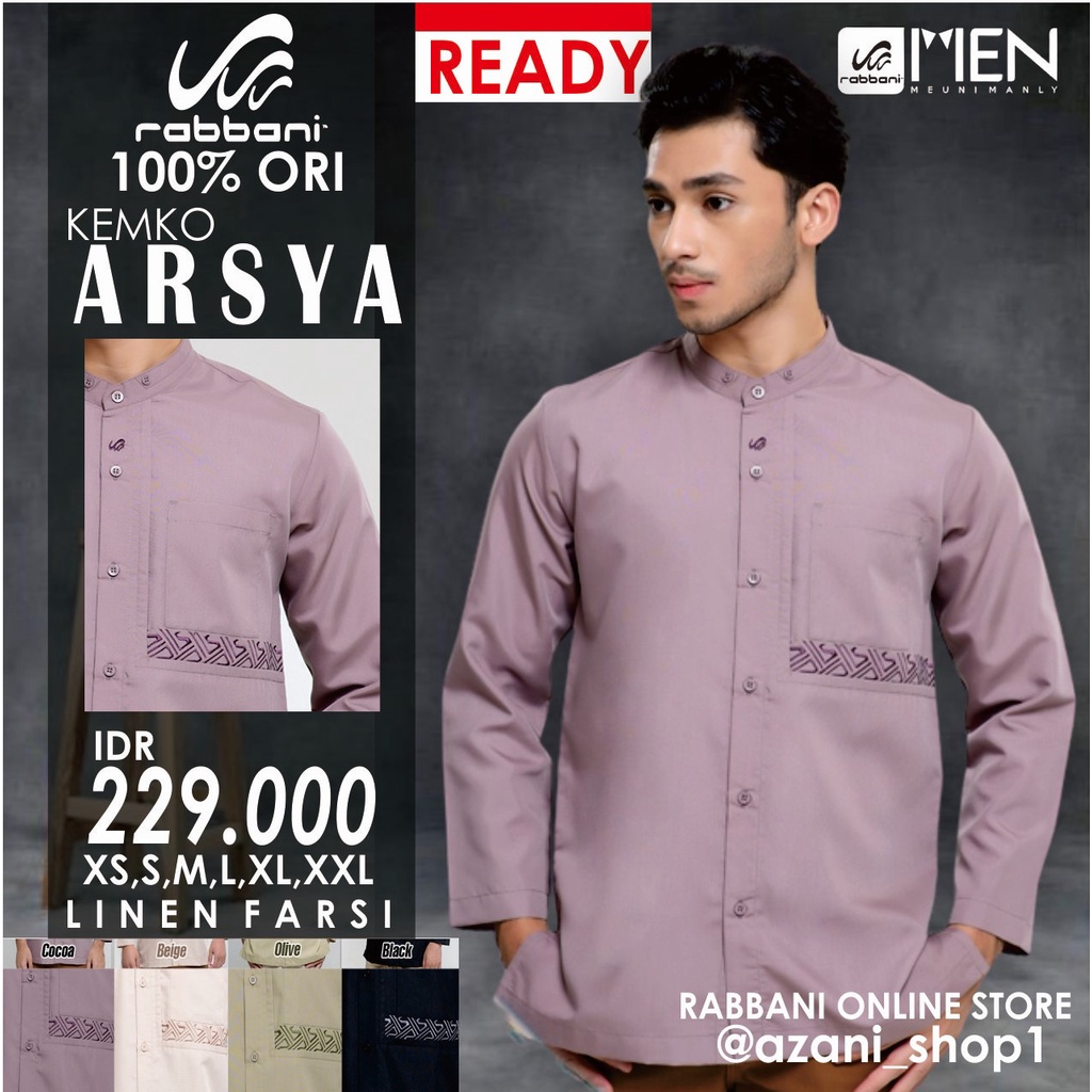RABBANI KOKO KEMKO PRIA ARSYA ORI - Kemeja Koko Rabani Asli Lengan Panjang Baju Koko Muslim Terlaris