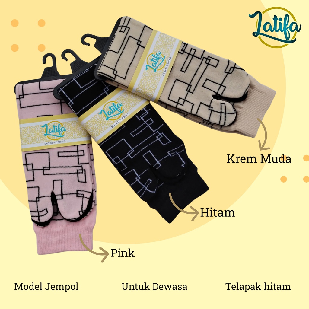 Kaos Kaki Jempol Muslimah Dewasa Motif Kotak Bahan Nilon Panjang Sebetis