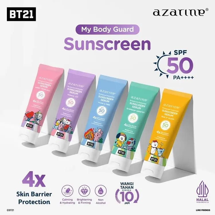 Azarine Bt21 Bodyguard Moisturiser Sunscreen Serum Magical Luv, sun O'Clock, Sweet Treats Baby, Youn