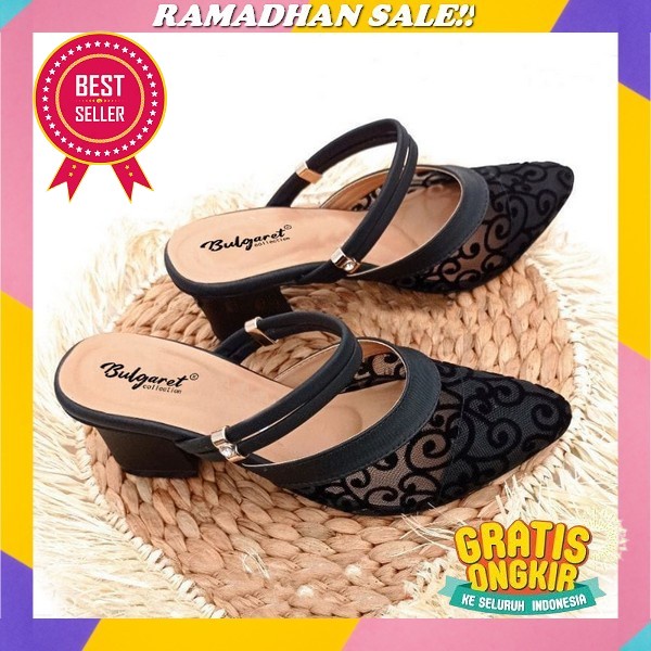 Model Anak Remaja Dewasa Unisex /Azizah Sandal Sepatu Mules 3Cm / Mules Heels / Sendal Mules Wanita 