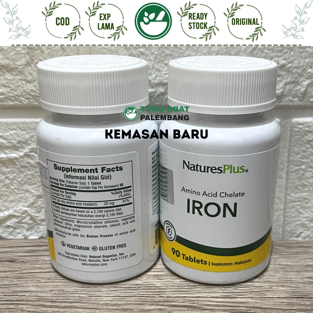 NATURES PLUS IRON 90 TABLET AMINO ACID CHELATE ZAT BESI NATURE PLUS NATURE'S PLUS