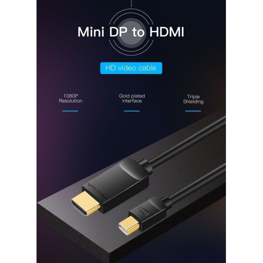 Vention [HAB 1.5M] Kabel Converter Mini DP / Thunderbolt2 to HDMI Male