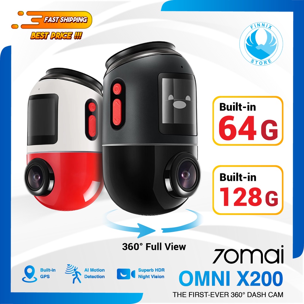 70mai Dash Cam Omni X200 4G Connect HD 1080P 360° Full View  FOV 140°