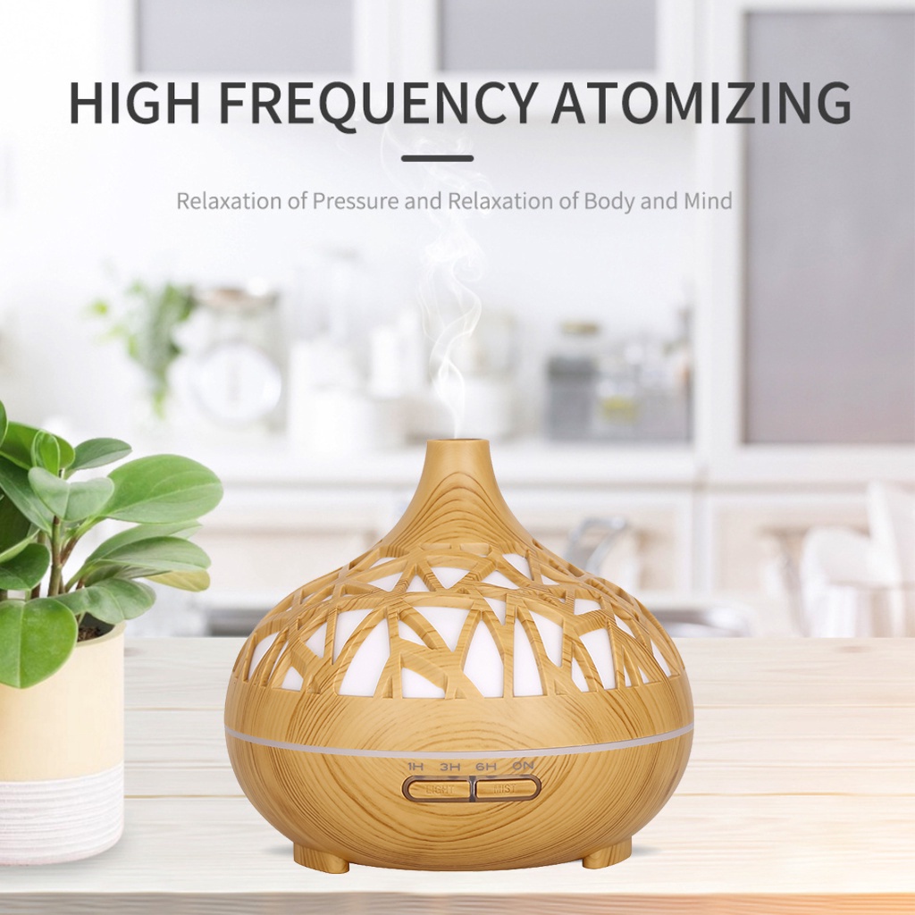 500ML Humidifier Diffuser Aromaterapi 7 Color LED Air Humidifier Pelembab Udara Essential Oil Aromatherapy