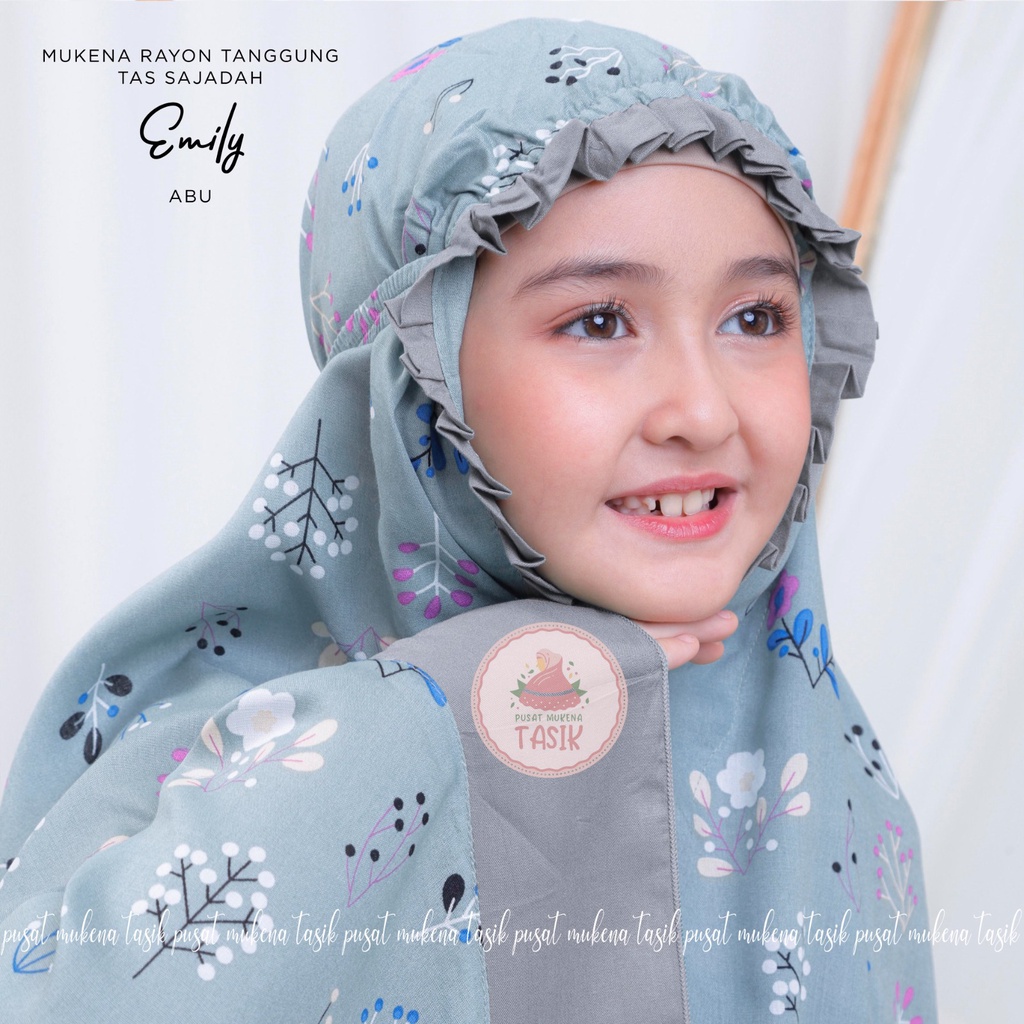 PUSAT MUKENA TASIK - MUKENA ANAK RAYON TANGGUNG MOTIF EMILY (TAS SAJADAH)