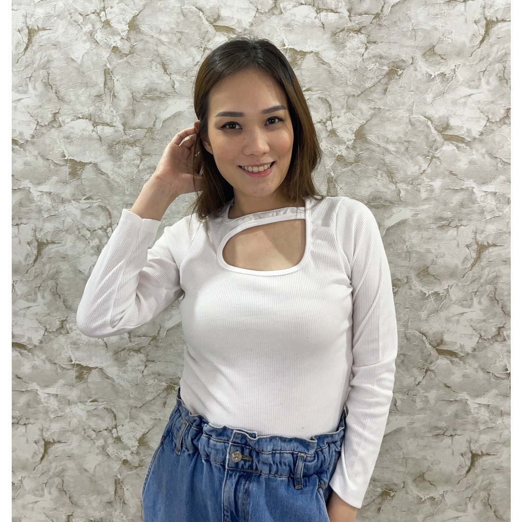 MODAVIE - RACHEL CROP TOP Longsleeve Crop Tee Baju Atasan Lengan Panjang Tarzan Knit Croptop