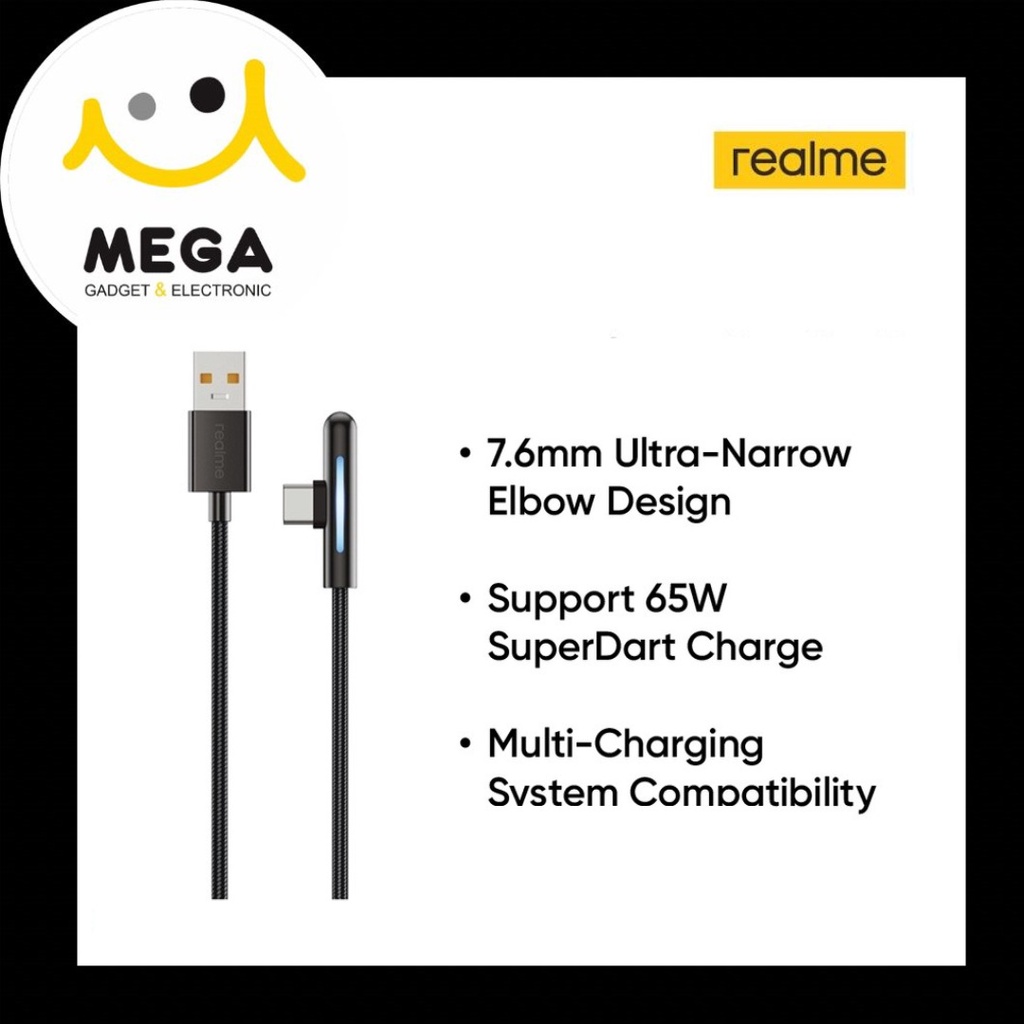 Realme 65W SuperDart USB Type C Gaming Cable Garansi Resmi Realme Indonesia