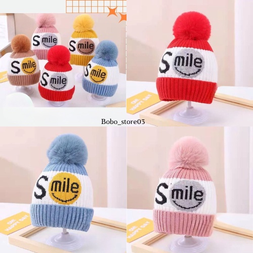 Topi Kupluk Anak Bayi Perempuan Laki laki Bahan Rajut tebal Model Terbaru Style Korea Kualitas Import