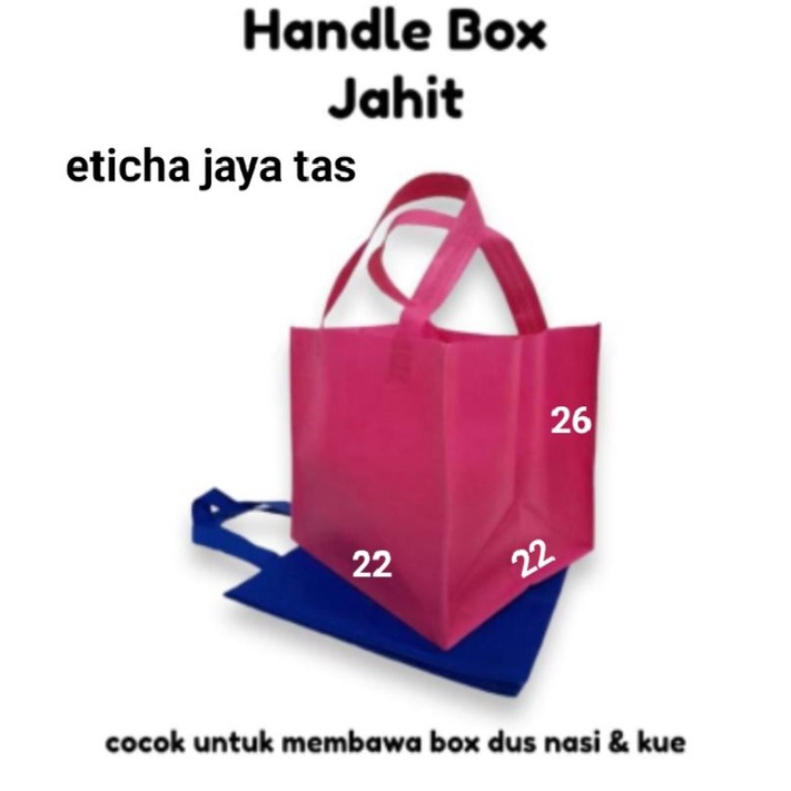 tas box spunbond goodie bag standing handle jahit uk 22x22/ uk 20x20