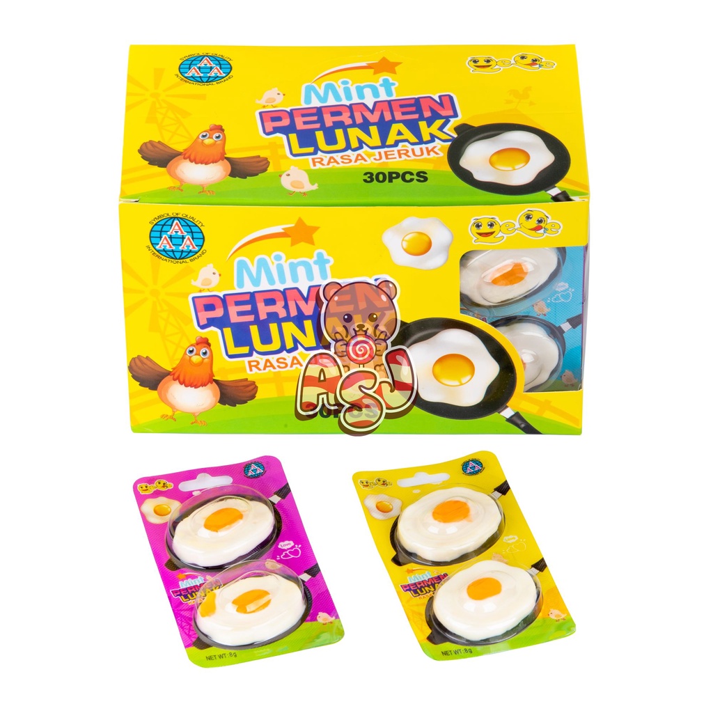 

AAA PERMEN LUNAK BENTUK TELOR CEPLOK ISI 30 X 8GR