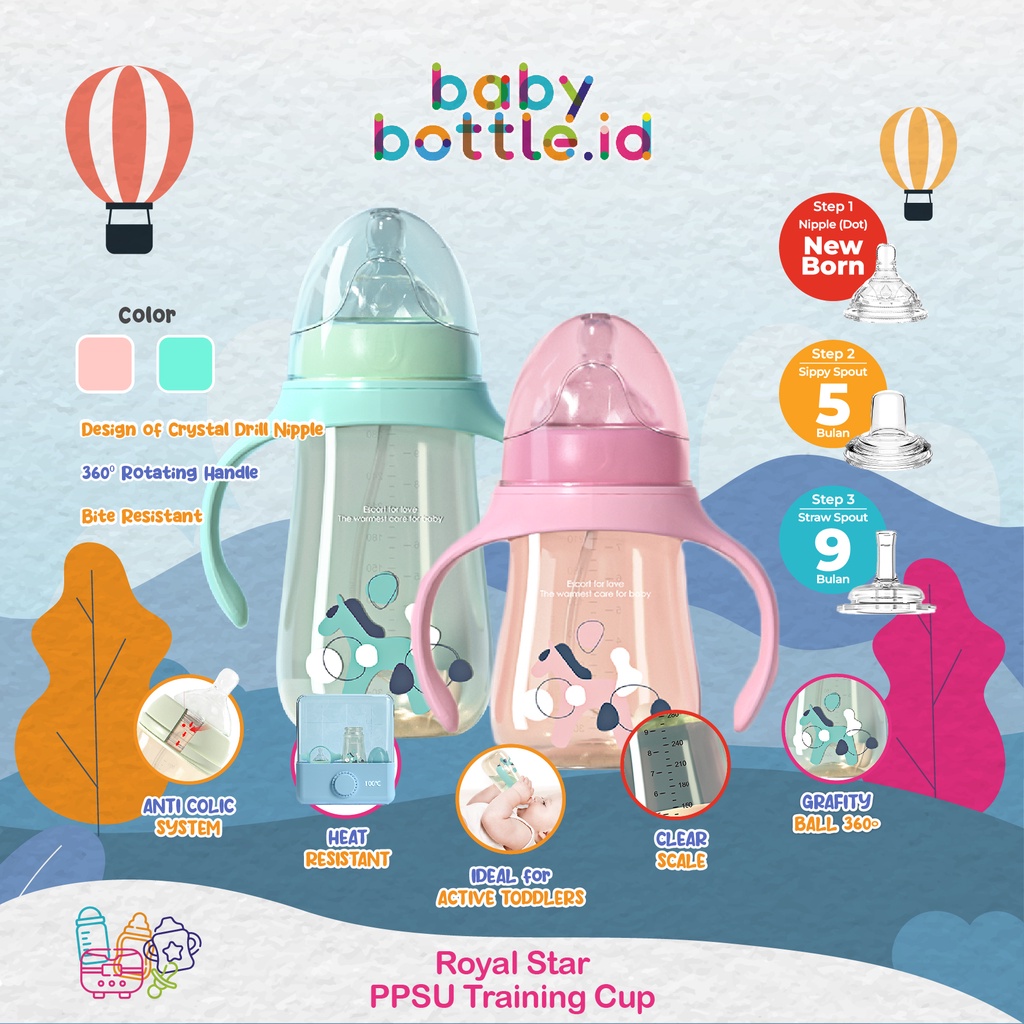 AYNMER BOTOL SUSU BAYI PPSU | SIPPY TRAINING CUP | Gravity Ball | Anti Kolik 210ml