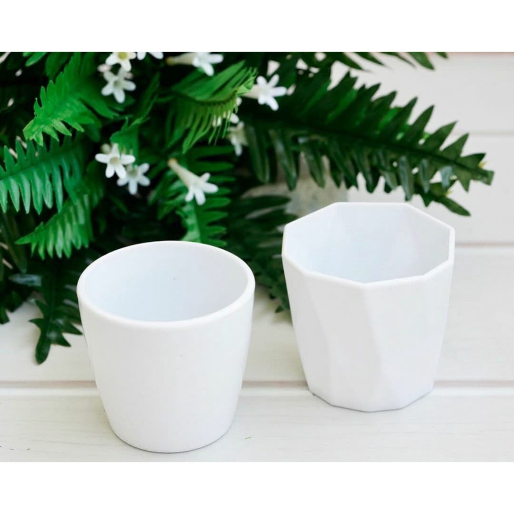 dnd 8821VAS OVAL BULAT | Pot Melamin Plastik Bulat pot bunga putih vas melamin bulat / vas keramik