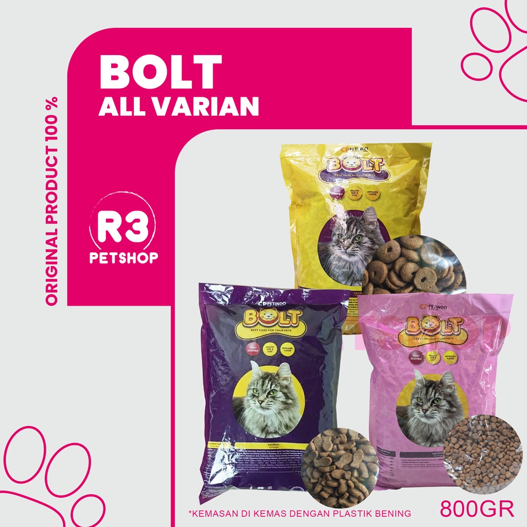 Makanan Kucing kering murah BOLT All varian 800gr